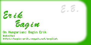 erik bagin business card